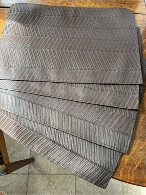Woven Chevron Placemats Set of 6 Beige Brown Table Mats